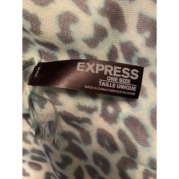 Express Aqua & Teal Animal Print Long, Light Weight Scarf, Cover, Up, Wrap NEW - Picture 7 of 8